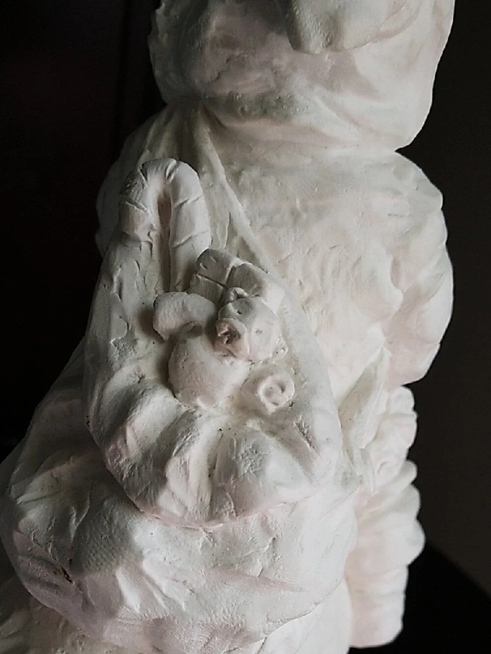 White Santa on Polar Bear Plaster Sculpture